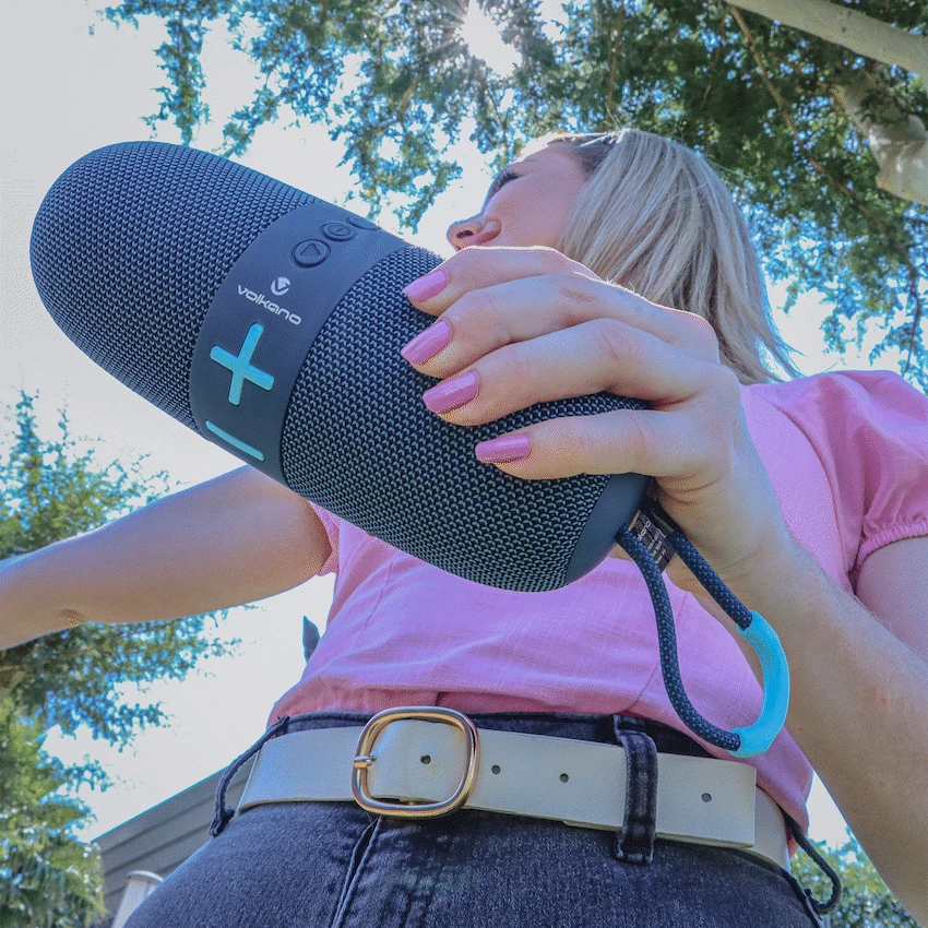 Volkano Flow Series Portable Bluetooth Speaker - Blue with Blue Buttons - Image 4