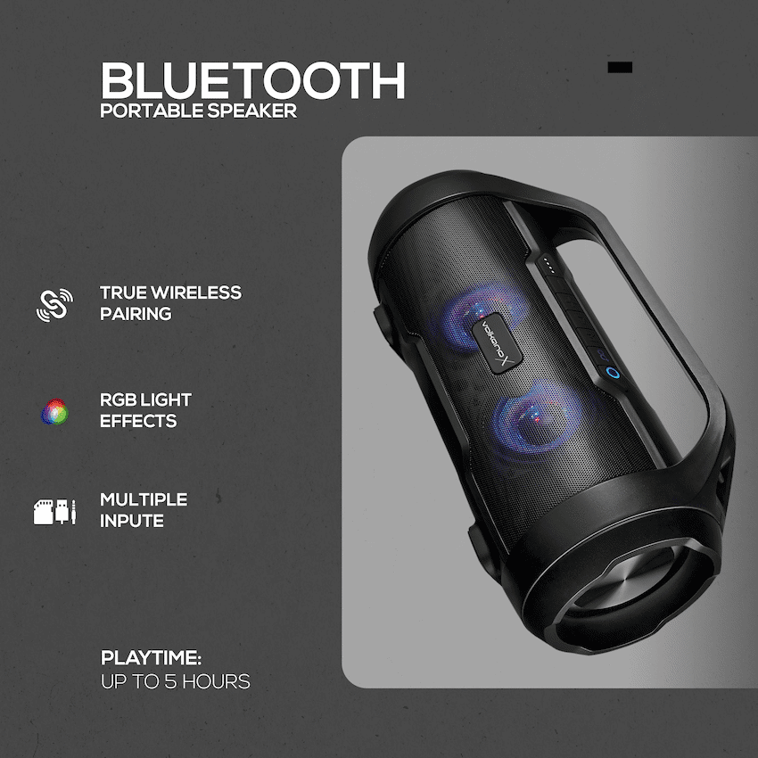 VolkanoX Cobra Series Bluetooth Speaker - Black - Image 4