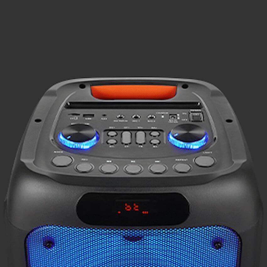 Volkano Helios Series Dual 8" Party Speaker with Microphone & Light Effects - Image 3