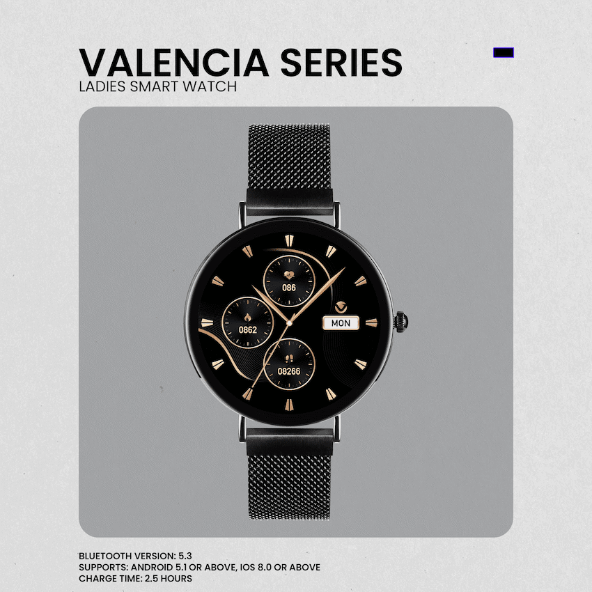 Volkano Valencia Series Ladies Smart Watch - Black - Image 2