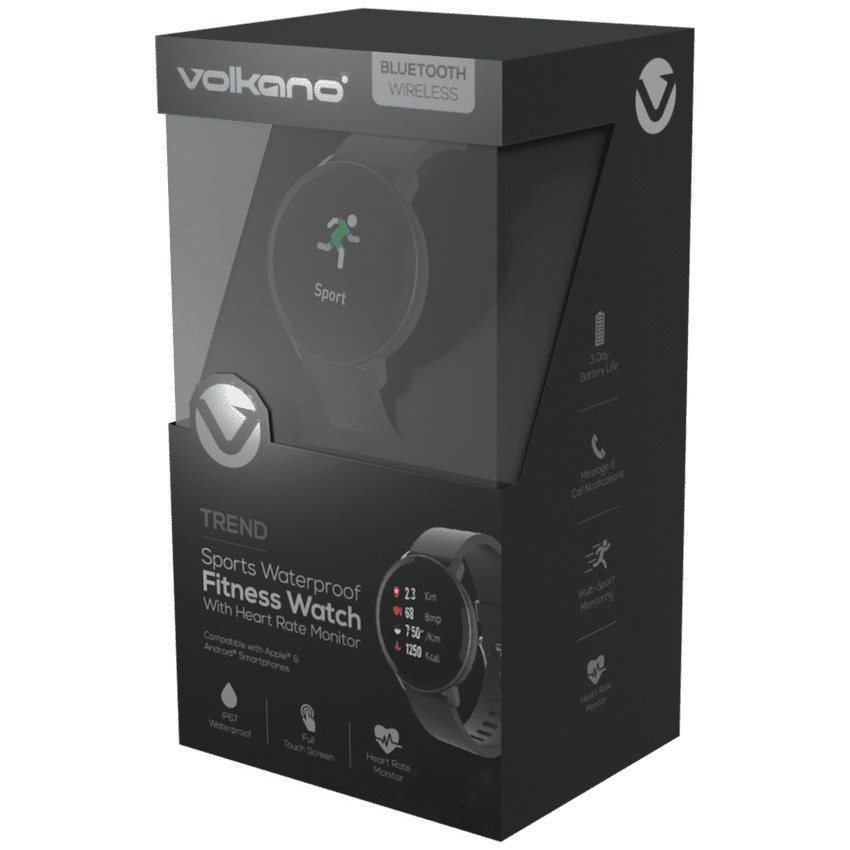 Volkano Active Tech Trend series Watch with heart rate monitor - Black - Image 4