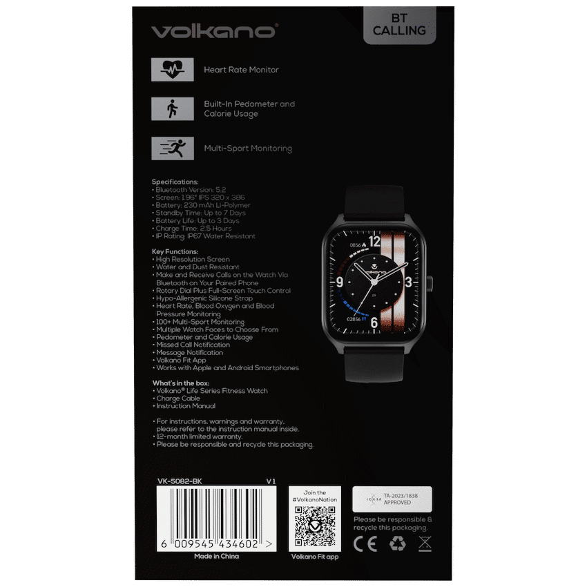 Volkano Life Series Smart Watches - Black - Image 3