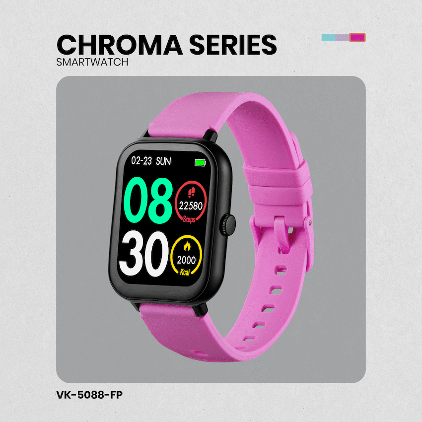 Volkano Chroma Series Smartwatch with Flamingo Pink Strap - Image 2