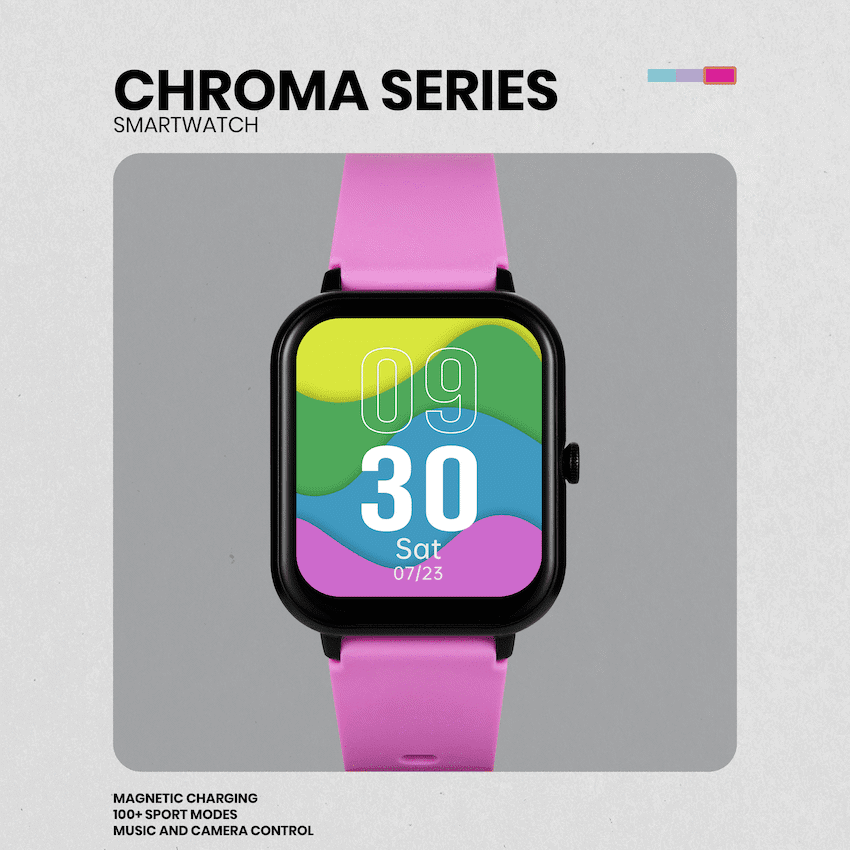 Volkano Chroma Series Smartwatch with Flamingo Pink Strap - Image 4