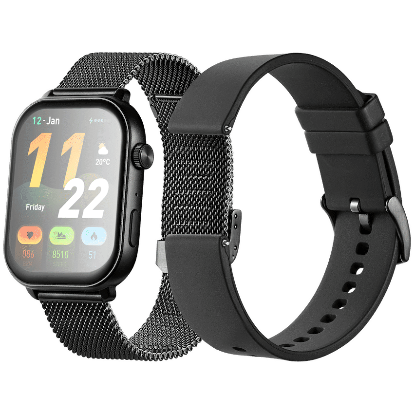 Volkano Trinity Series Smartwatch with Metal Mesh Strap - Black - Image 2