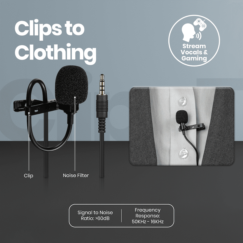 Volkano Clip series 3.5mm Tieclip Microphone - Image 4