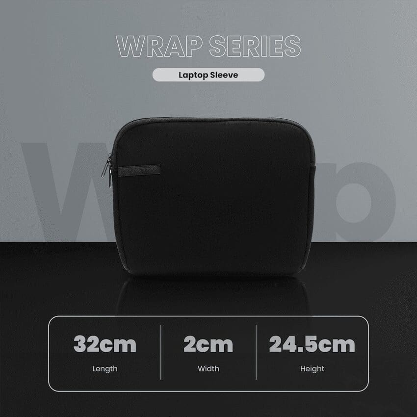Volkano Wrap series 13.3" Laptop sleeve Black - Image 4