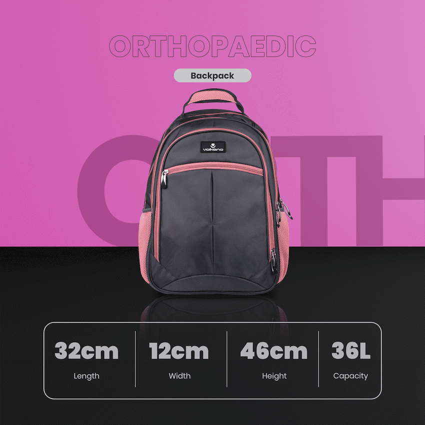 Volkano Orthopaedic Backpack 36l - Dark Grey/Pink - Image 2