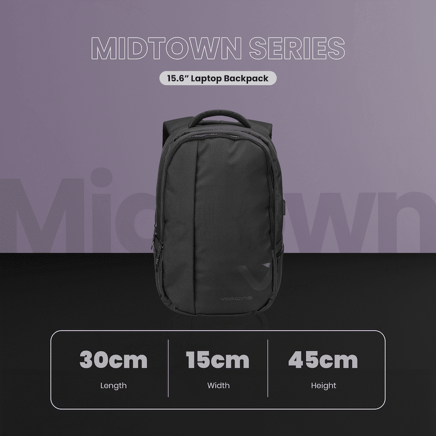 Volkano Midtown 15.6" Laptop Backpack - Black - Image 2