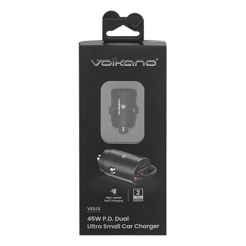 Volkano Veilix Series 45w PD Dual USB-A and USB-C Ultra Small Car Charger - Black - Image 3