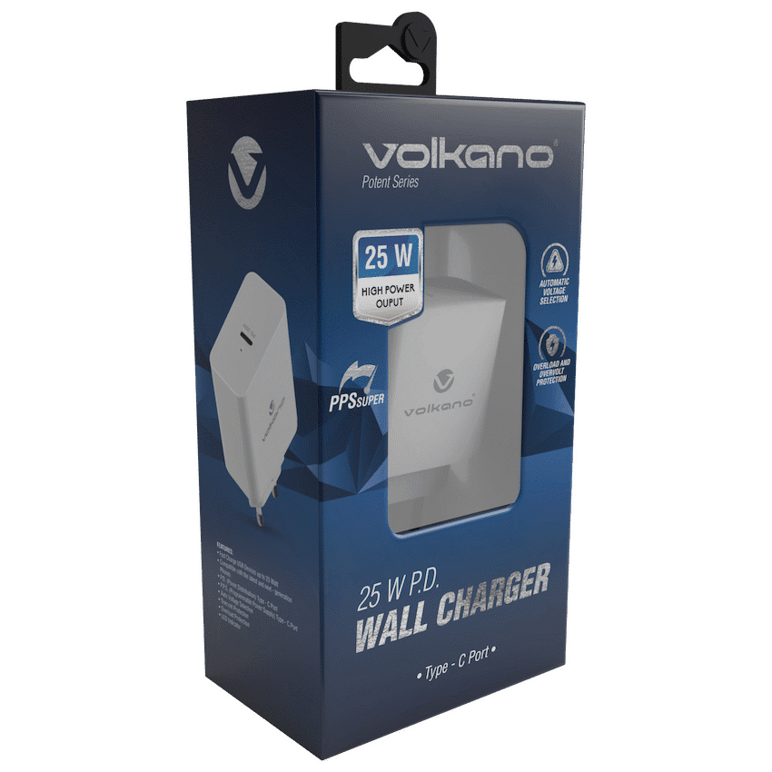 Volkano Potent Series 25w P.D. / PPS Wall Charger - White - Image 4