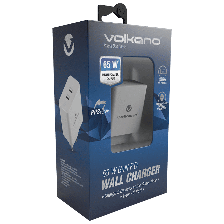 Volkano Potent Duo Series 65w Dual PD Compact Wall Charger - Image 3
