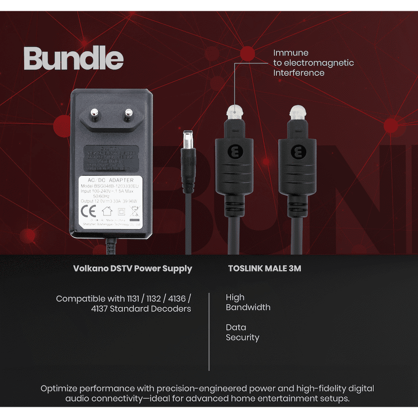 Volkano Power Supply and 3m Toslink Cable Bundle - Image 2