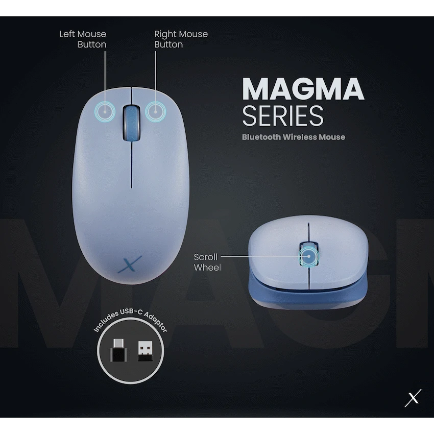 VolkanoX Magma Bluetooth Wireless Mouse - Blue Grey - Image 3