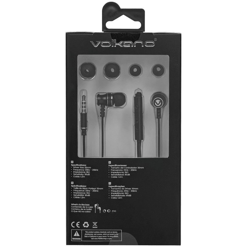 Volkano Earphones with Mic - STANNIC SERIES - Black - Image 4