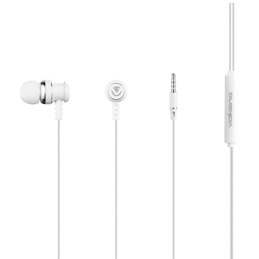 Volkano Earphones with Mic - Stannic Series - White - Image 2