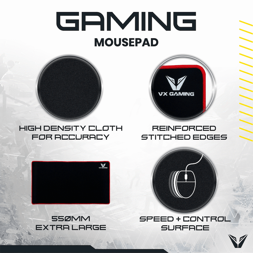 VX Gaming Battlefield series gaming mousepad - Extra large black/red - 550mm - Image 4