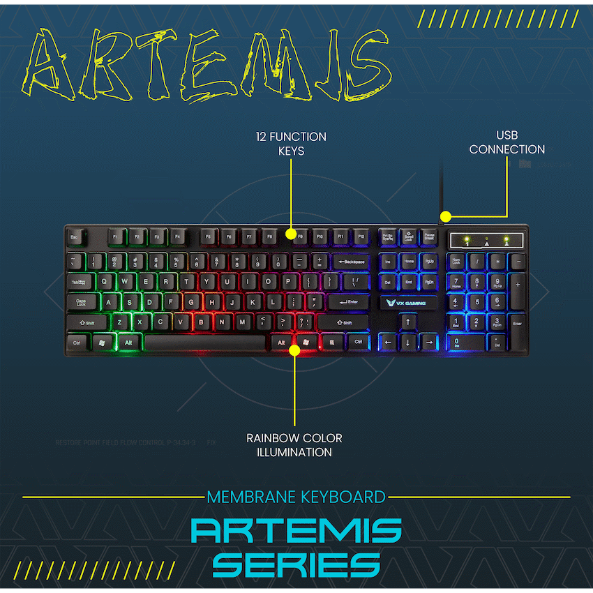 VX Gaming Artemis series 3-in-1 Combo KB, Mouse, Mousepad - Image 2