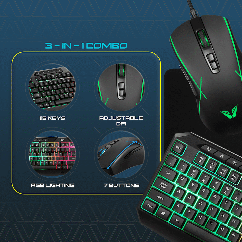 VX Gaming Helios Series 3-in-1 Gaming Combo - Image 3