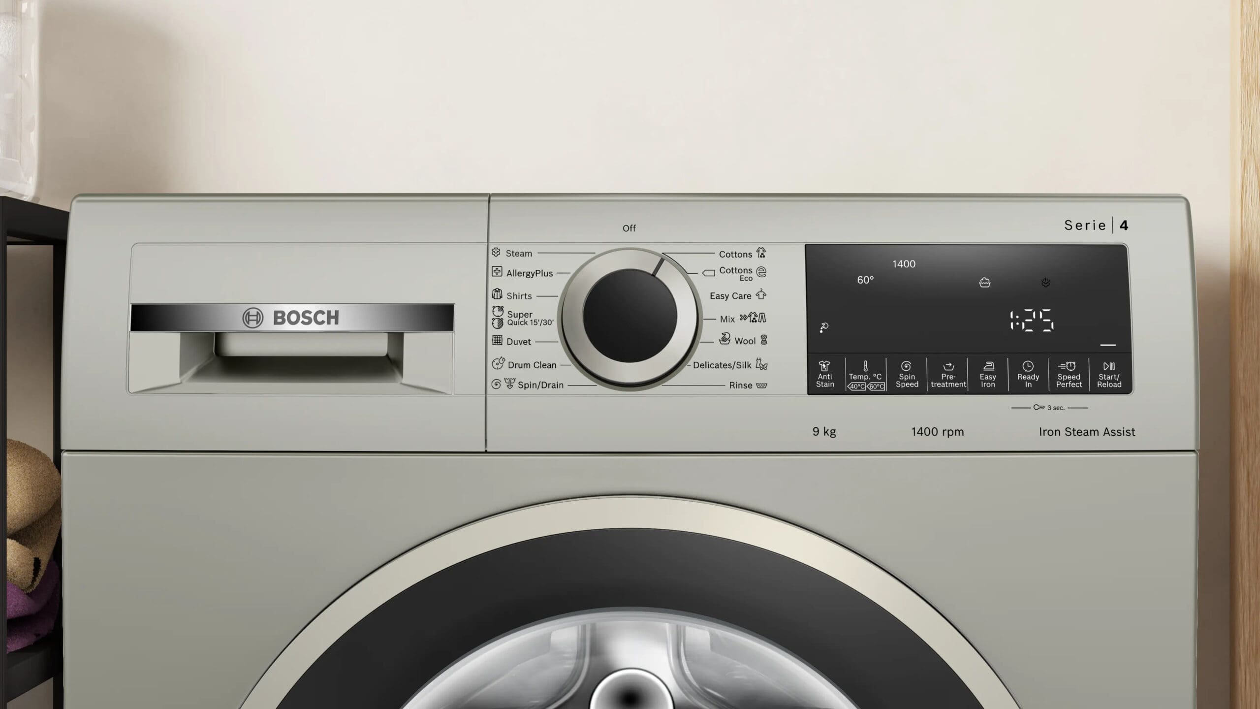 Bosch WGA1440XZA Serie 4 9kg Silver Inox Front Loader - Image 2