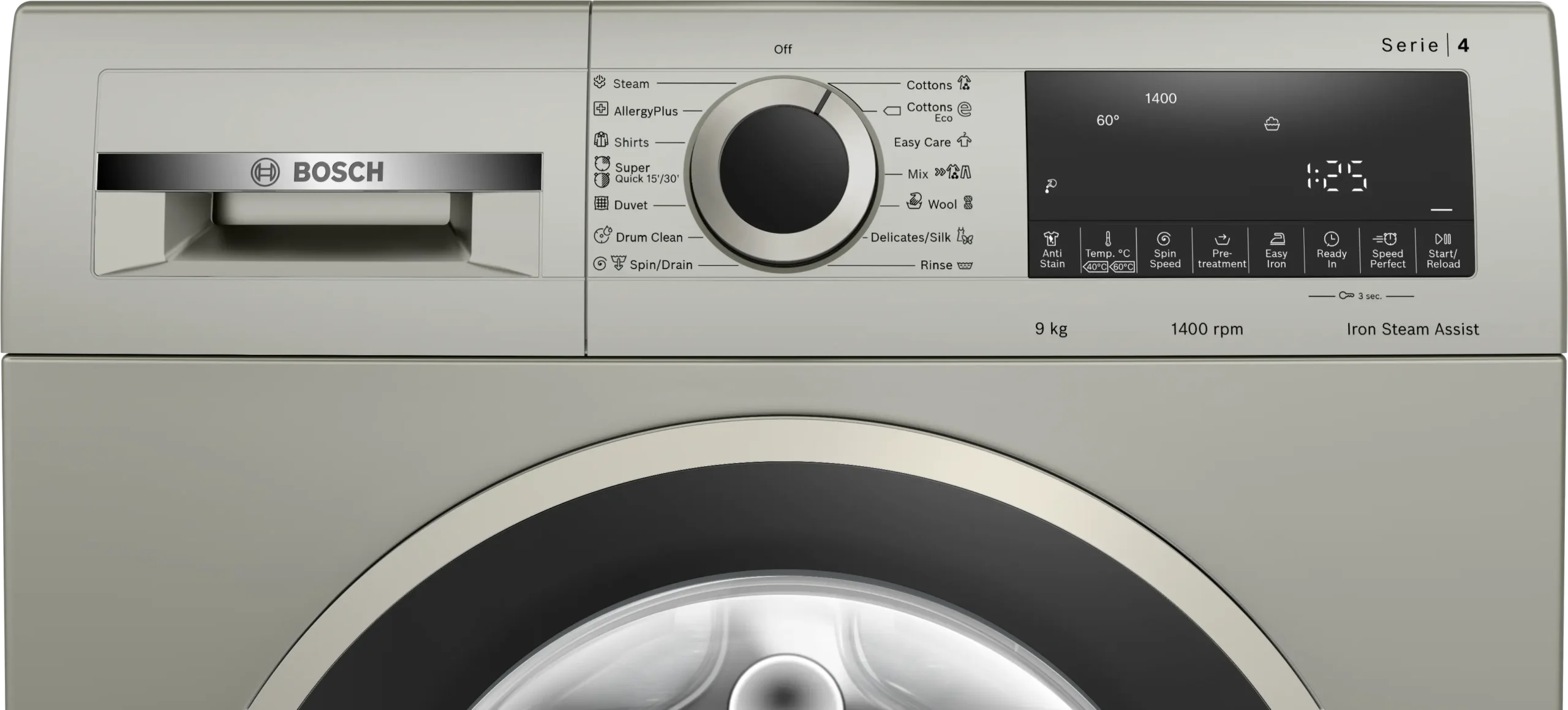 Bosch WGA1440XZA Serie 4 9kg Silver Inox Front Loader - Image 3