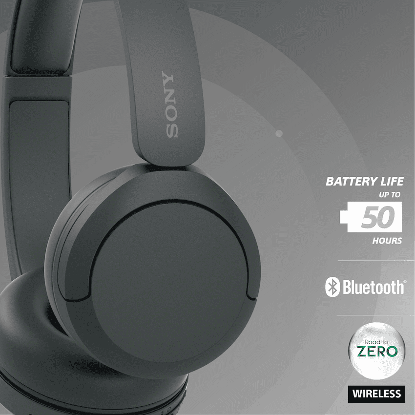 Sony WH-CH520 Bluetooth On-Ear Headphones (Black) - Image 3