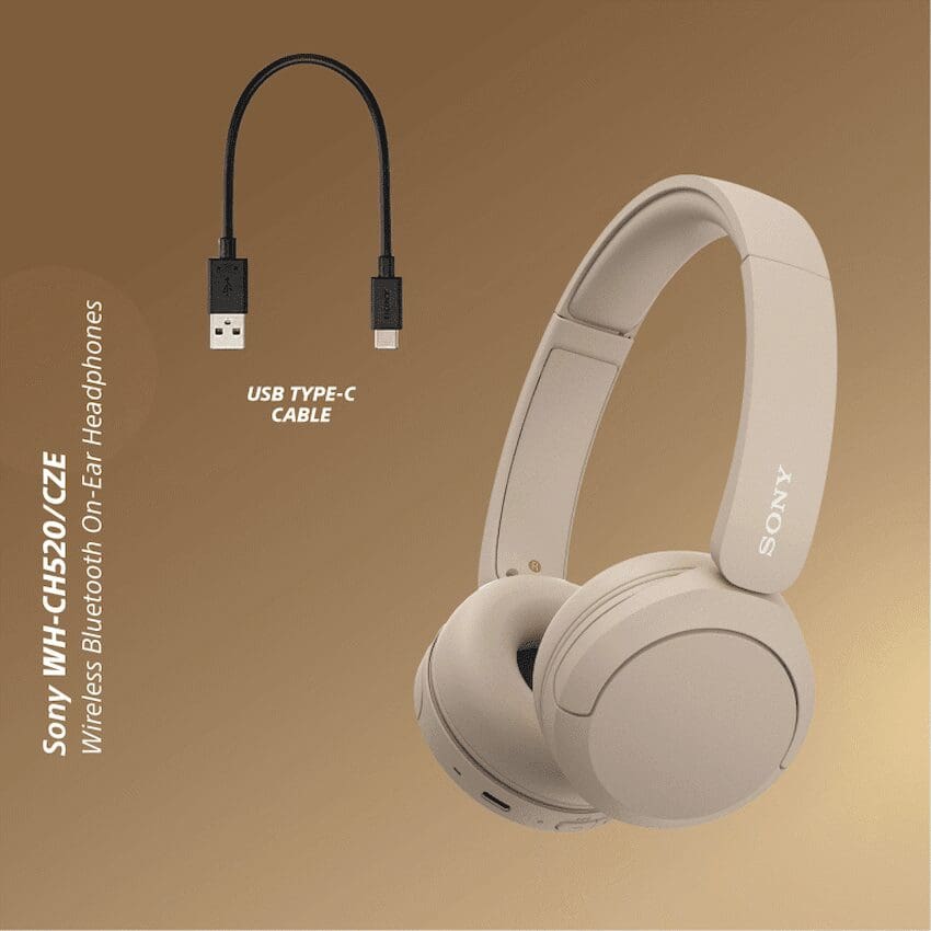 Sony WH-CH520 (Beige) Bluetooth On-Ear Headphones - Image 3