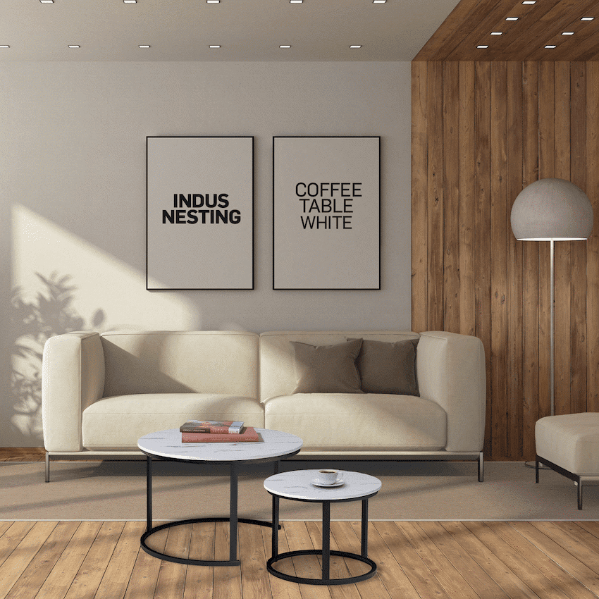 Everfurn Indus Nesting Coffee Table - White (2 Piece) - Image 2