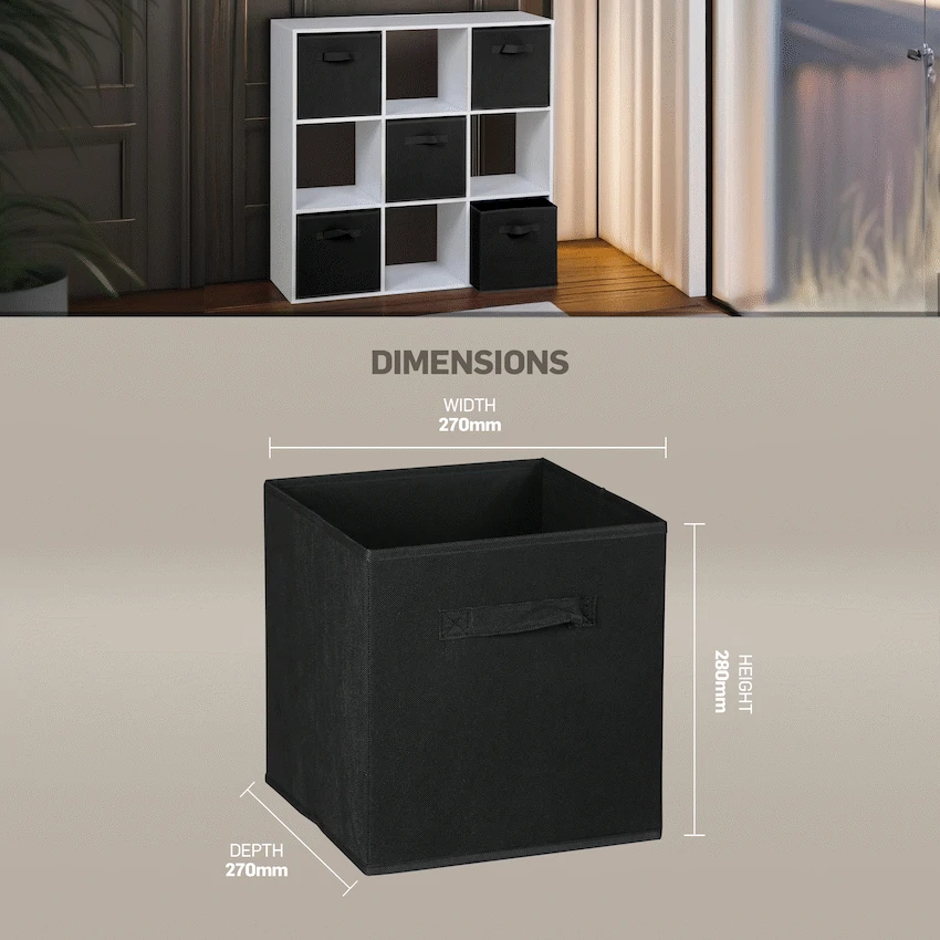 Everfurn Storeman Black, Collapsible Fabric Organiser Storage Basket - Single - Image 4