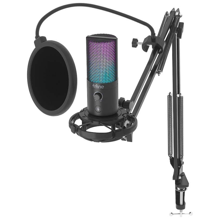 Fifine T669 Pro3 USB Microphone with Pop Filter and Boom Arm Stand
