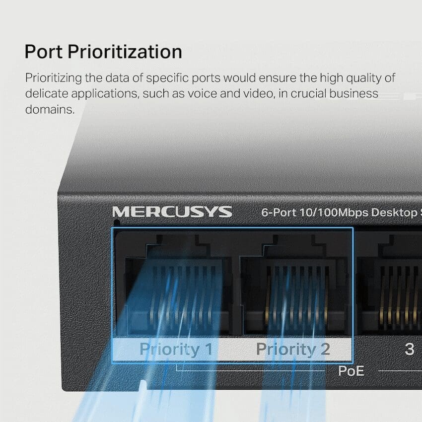 Mercusys TP-Link Mercusys MS106LP 6-Port 10/100Mbps Desktop Switch with 4-Port PoE+ - Image 4