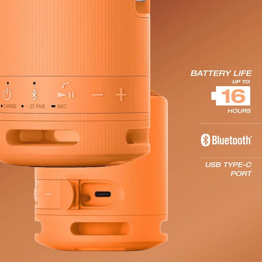 Sony XB100 Portable Bluetooth Speak - Orange - Image 3