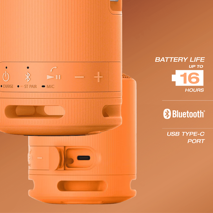 Sony XB100 Portable Bluetooth Speak - Orange - Image 3