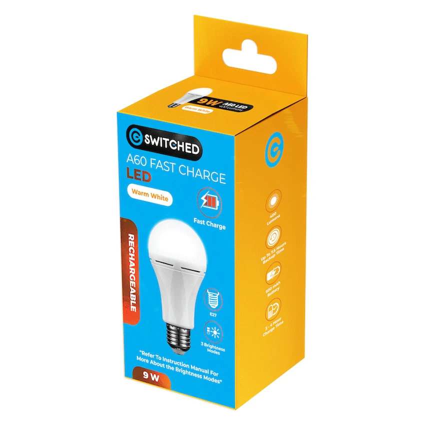 Switched 9w A60 Rechargeable Fast Charge E27 LED - WW - Image 4