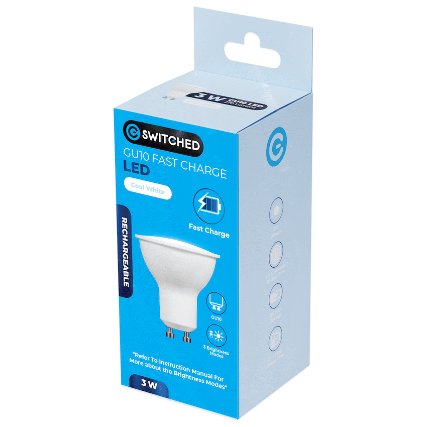 Switched 3w GU10 Rechargeable Fast-Charge LED - CW - Image 4