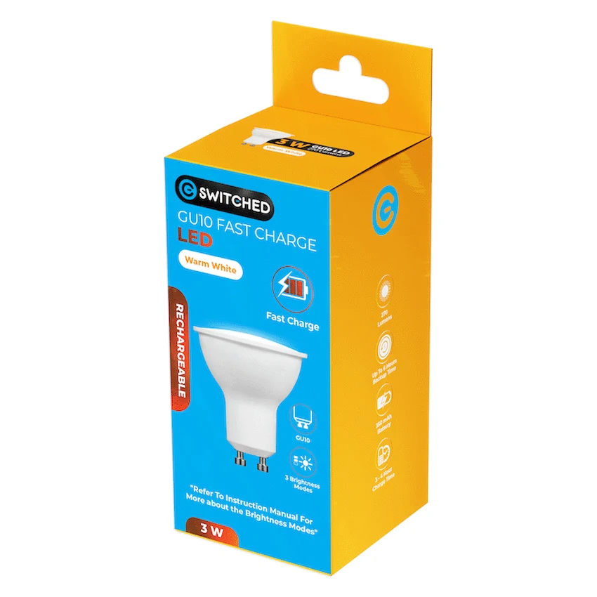 Switched 3w GU10 Rechargeable Fast Charge LED WW - Image 4