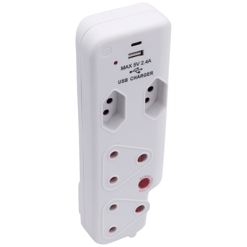 Switched 4-Way Medium Surge Adaptor with Type-C + USB