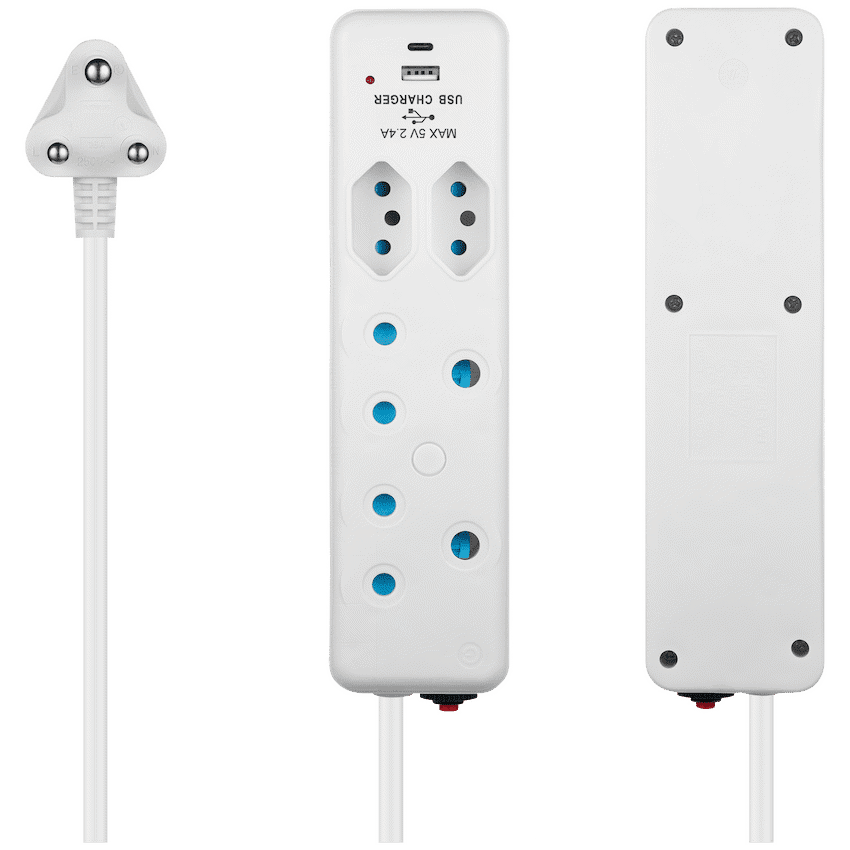 Switched 4-Way Extension Lead with 1x Type-C + 1x USB - 4m - Image 2