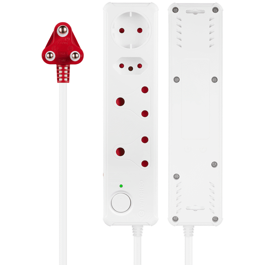 Switched 4-Way Medium Surge-Protected Multiplug 0.5m Cord - White - Image 4