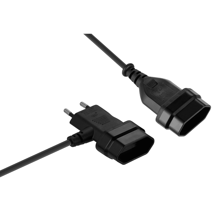 Switched Easy Cable Extender 2-Pin Euro to T-Shape AC 2-Pin Euro Socket 2m - Black - Image 4