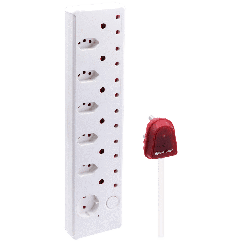 Switched 12-Way High Surge Multiplug 0.5m - White