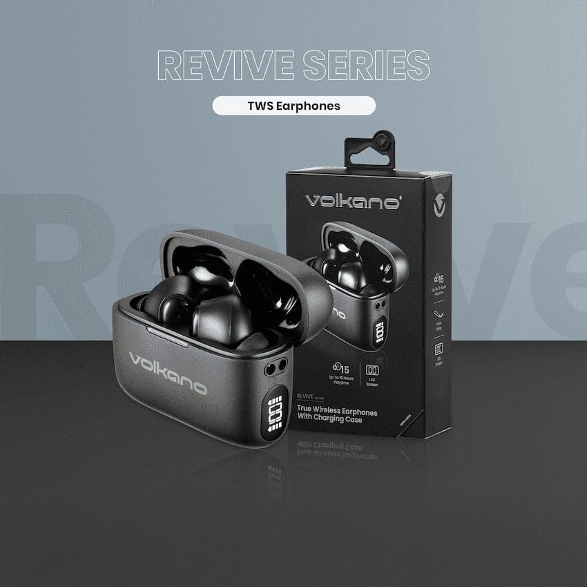 Volkano Revive Series TWS Earphones - Black - Image 2