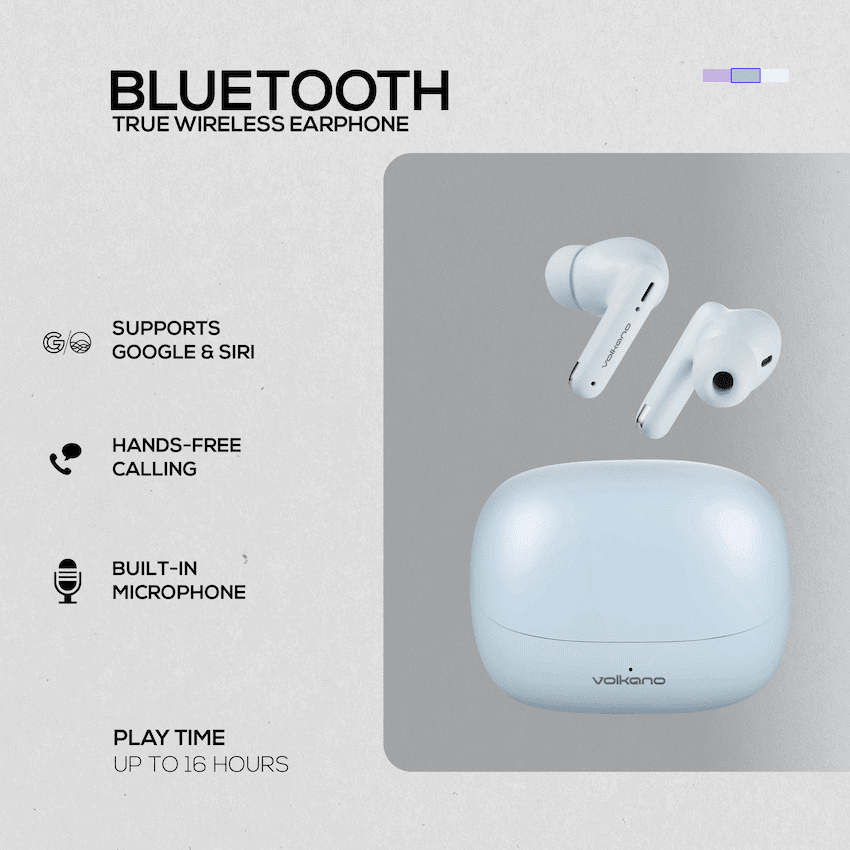 Volkano Jupiter Series TWS Earphones - Pastel Blue - Image 3