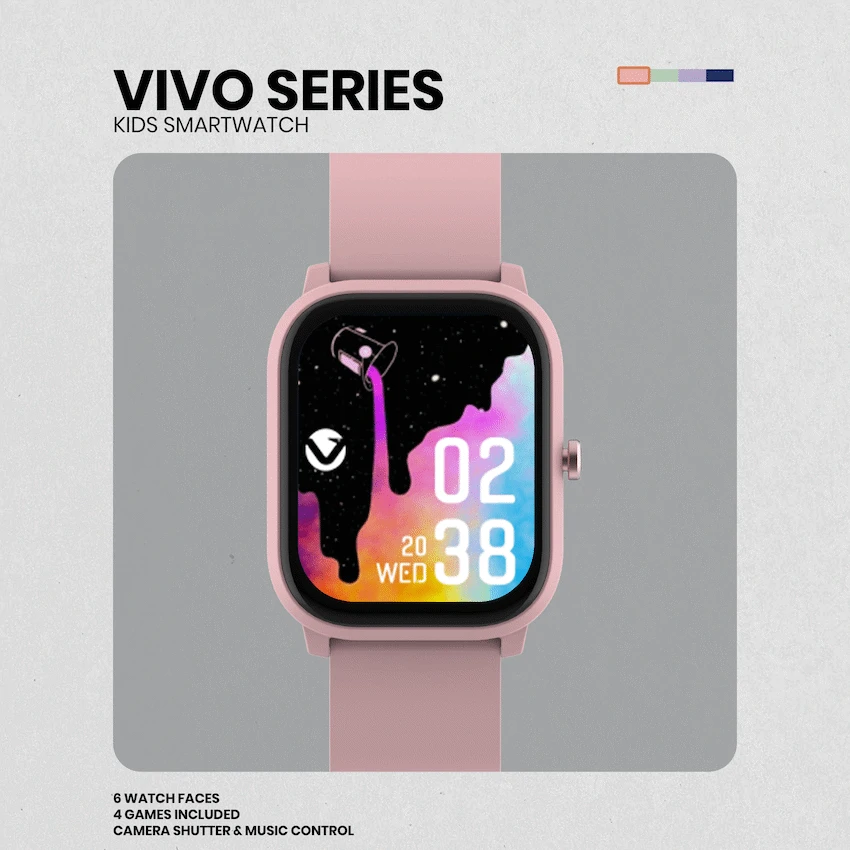 Volkano Vivo Series Kids Smart Watch - Pastel Pink - Image 4