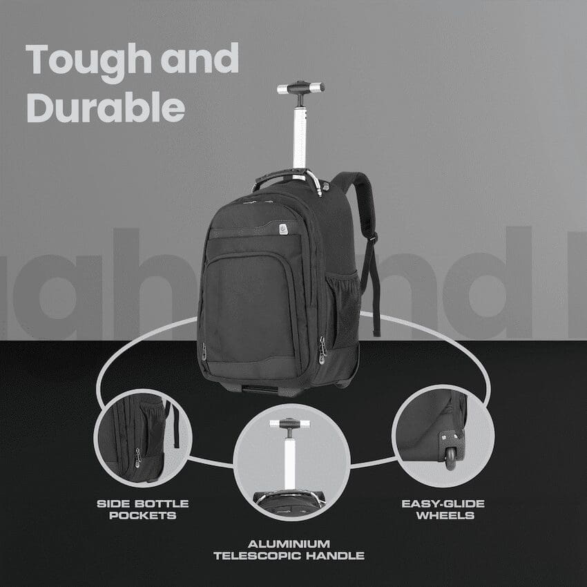Volkano Lincoln 15.6" Laptop Trolley Backpack - Black - Image 4