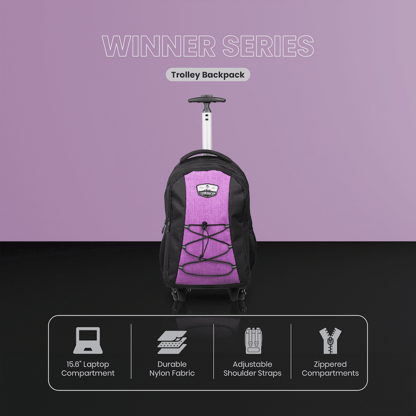 Volkano Winner Trolley Backpack 22L Pink - Image 4