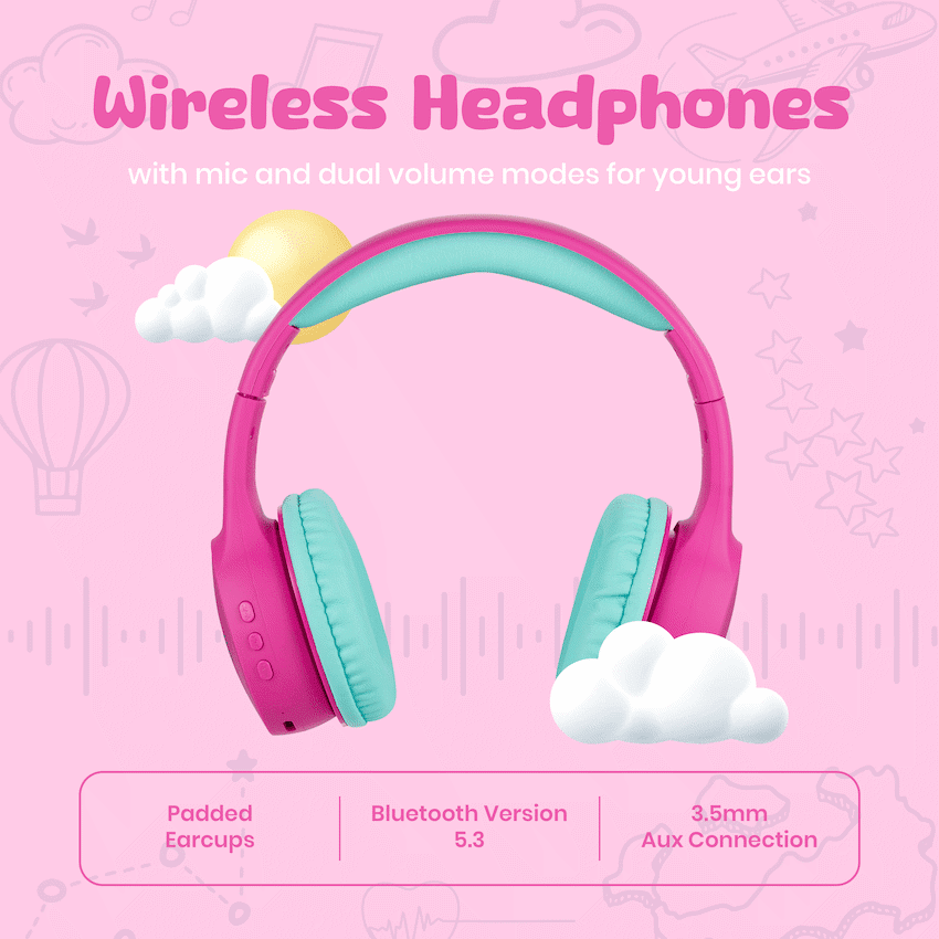 Volkano Kids Atlas Bluetooth Padded Headphones with dB Switch Function - Image 3