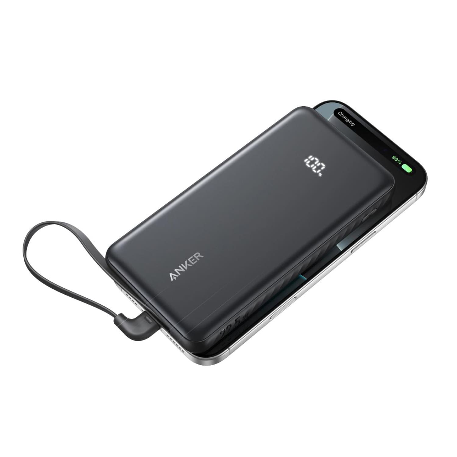 Anker Zolo Power Bank 10000mAh 22.5W With Built-In USB-C Cable - Black - Image 3