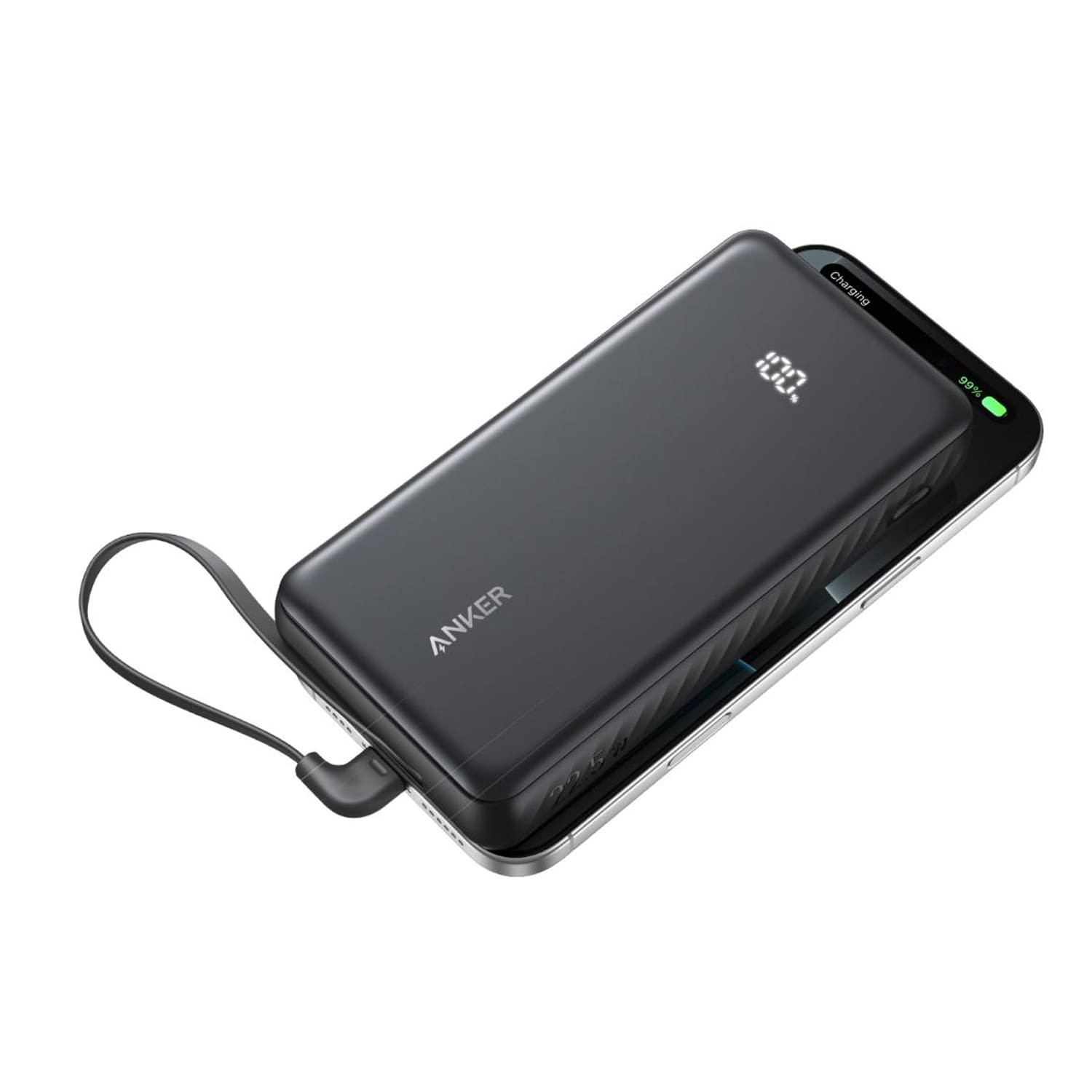 Anker Zolo Power Bank 20000mAh 22.5W With Built-In USB-C Cable - Black - Image 3