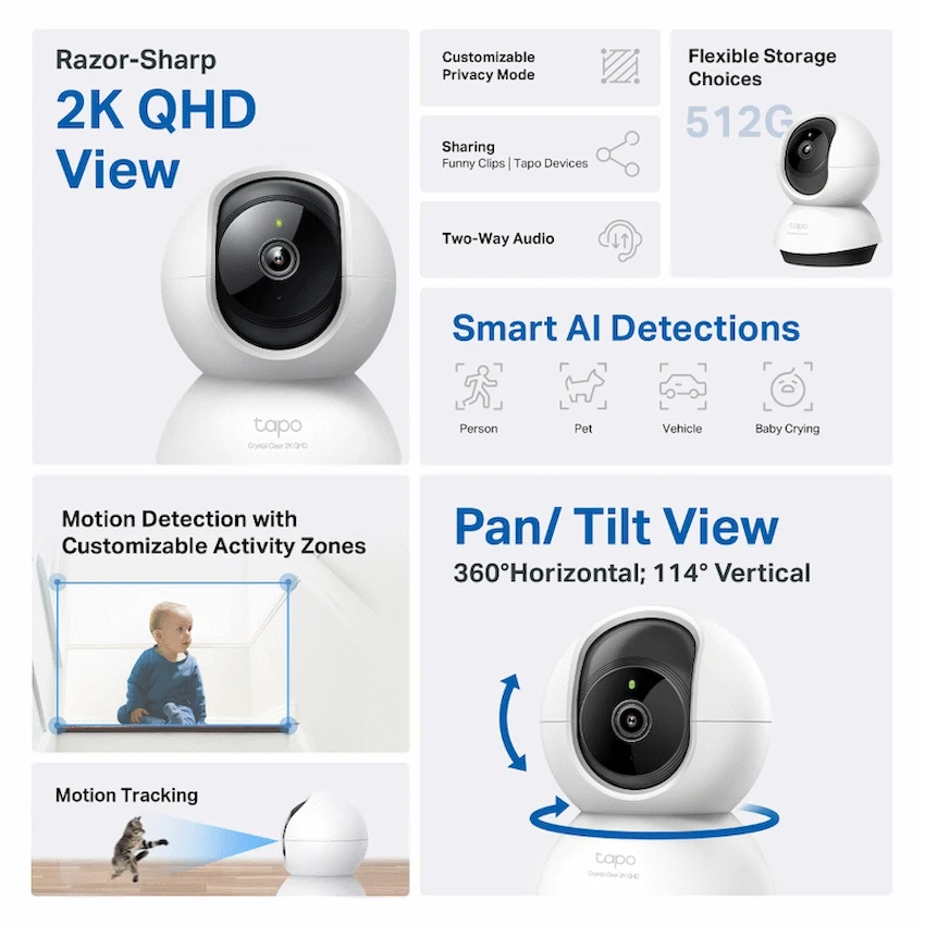 TP-Link Tapo Pan/Tilt AI Home Security Wi-Fi Camera - Image 4